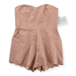 Stella Luce Romper Womens XL Strapless Wired Zip Scallop Hem Short New